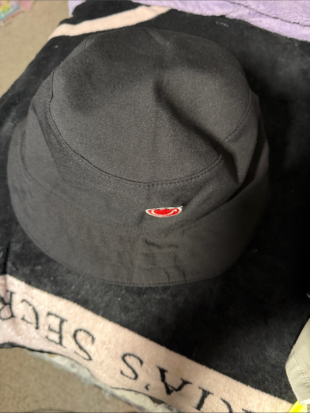 NWT lululemon athletica Black Bucket Hat with Red Logo